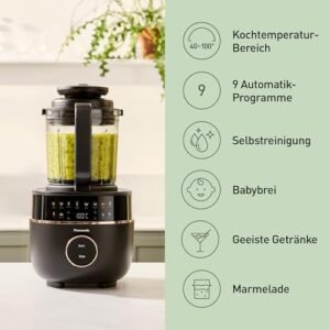 Panasonic MX-HG4401KXE Standmixer & Suppenbereiter,2 l, 800 W, Leiser Mixer,Heiß & Kalt, 9 Automatikprogramme, 10 Geschwindigkeitsstufen, Timer, Warmhalten, Automatische Reinigung, Schwarz & Roségold - Image 7