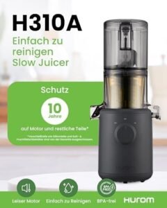 Hurom Slow Juicer | Entsafter Gemüse und Obst | H310 | Leicht zu Reinigen & Leiser Motor Elektrischer Entsafter mit Siebfilter | 150 Watt | BPA Frei | Schlankes Design | 220ml, Anthrazit - Image 12
