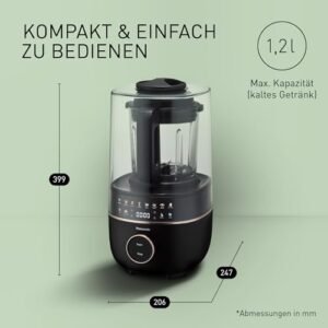 Panasonic MX-HG4401KXE Standmixer & Suppenbereiter,2 l, 800 W, Leiser Mixer,Heiß & Kalt, 9 Automatikprogramme, 10 Geschwindigkeitsstufen, Timer, Warmhalten, Automatische Reinigung, Schwarz & Roségold - Image 9