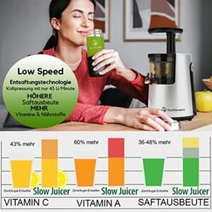Nutrilovers Entsafter Slow Juicer NUTRI-PRESS NO.1 Testsieger Saftausbeute 3 Siebe Saft, Smoothie, Frucht-Eis, Sehr leise, BPA-Frei - Image 3