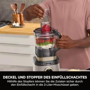 Ninja 3-in-1 Detect Power Blender Processor Pro, kraftvolle 1200W Küchenmaschine, Single Serve & Knethaken, 3x Single Serve Tassen, Krug, Teig, mischen & hacken, Stone Gold, TB401EUSTGD - Image 2