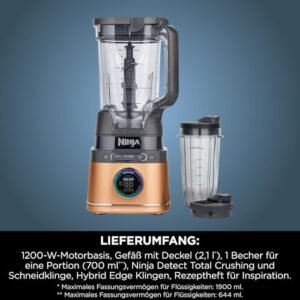 Ninja 2-in-1 Detect Power Mixer Pro & Single Serve, 1200W Mixer mit Krug, & Single Serve Tasse, Smoothies mixen, Gemüse hacken & Frozen Drinks mixen, Kupfer/Schwarz, TB301EUCP - Image 4