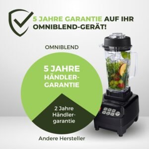 OmniBlend Smoothie Maker 2L in schwarz I Smoothie Mixer inkl. BPA-freiem Behälter & 6-Klingen-System aus Edelstahl I Mixer Smoothie Maker ideal für grüne Smoothies I Standmixer mit 3 PS Motor - Image 2