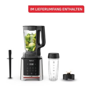 Tefal InfinyMix Hochgeschwindigkeits-Standmixer, 5 Auto-Programme + manuelle Einstellung, 2,6-l-Tritan-Behälter, inkl. 600ml Reisebecher/Stampfer/Rezeptheft, Silber, BL91HD31 - Image 8