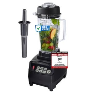 OmniBlend Smoothie Maker 2L in schwarz I Smoothie Mixer inkl. BPA-freiem Behälter & 6-Klingen-System aus Edelstahl I Mixer Smoothie Maker ideal für grüne Smoothies I Standmixer mit 3 PS Motor