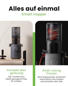 Hurom Slow Juicer | Entsafter Gemüse und Obst | H310 | Leicht zu Reinigen & Leiser Motor Elektrischer Entsafter mit Siebfilter | 150 Watt | BPA Frei | Schlankes Design | 220ml, Anthrazit - Image 6