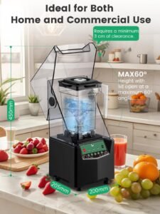 Huanyu Gewerblicher Mixer mit Schallschutzhaube, 2 l Fassungsvermögen, leiser Eiszerkleinerer, Smoothie-Mixer, 1000 W Hochleistungsmixer zum Zerkleinern von Eis und Zubereiten von Smoothies - Image 2
