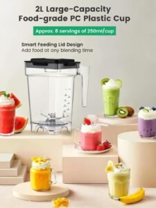 Huanyu Gewerblicher Mixer mit Schallschutzhaube, 2 l Fassungsvermögen, leiser Eiszerkleinerer, Smoothie-Mixer, 1000 W Hochleistungsmixer zum Zerkleinern von Eis und Zubereiten von Smoothies - Image 4