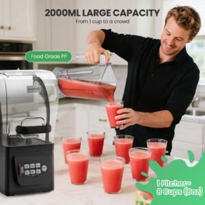 Huanyu Kommerzieller Mixer mit Schallschutzhaube 2L Fassungsvermögen Leiser professioneller Mixer Smoothie Maker 1600W Hochleistungsmixer für Eiscrushing, Smoothie und Pürees - Image 4