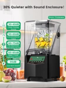 Huanyu Gewerblicher Mixer mit Schallschutzhaube, 2 l Fassungsvermögen, leiser Eiszerkleinerer, Smoothie-Mixer, 1000 W Hochleistungsmixer zum Zerkleinern von Eis und Zubereiten von Smoothies - Image 6