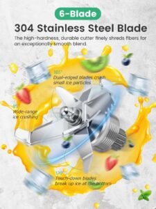 Huanyu Gewerblicher Mixer mit Schallschutzhaube, 2 l Fassungsvermögen, leiser Eiszerkleinerer, Smoothie-Mixer, 1000 W Hochleistungsmixer zum Zerkleinern von Eis und Zubereiten von Smoothies - Image 5