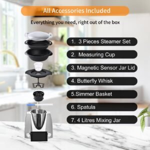 NewKern KE-7001 PRO, Mixer, Küchenmaschinen, Multifunktionaler Küchenroboter mit geführten Rezepten, 12 Spezial-Kochfunktionen, 4L, 7 Zoll Touchscreen Display - Image 6