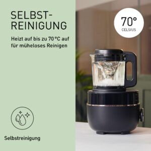 Panasonic MX-HG4401KXE Standmixer & Suppenbereiter,2 l, 800 W, Leiser Mixer,Heiß & Kalt, 9 Automatikprogramme, 10 Geschwindigkeitsstufen, Timer, Warmhalten, Automatische Reinigung, Schwarz & Roségold - Image 13