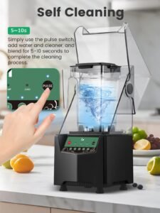 Huanyu Gewerblicher Mixer mit Schallschutzhaube, 2 l Fassungsvermögen, leiser Eiszerkleinerer, Smoothie-Mixer, 1000 W Hochleistungsmixer zum Zerkleinern von Eis und Zubereiten von Smoothies - Image 3