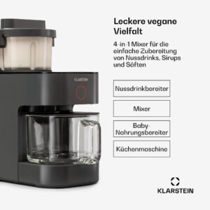 Klarstein Mixer, Standmixer mit 300 Motor- und 1250 Watt Heizleistung, Hochleistungsmixer für Pflanzenmilch Zubereitung, Smoothie Mixer mit 360° Heiztechnologie, 30.000 U/min, Touchscreen, Schwarz - Image 17