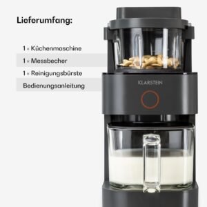 Klarstein Mixer, Standmixer mit 300 Motor- und 1250 Watt Heizleistung, Hochleistungsmixer für Pflanzenmilch Zubereitung, Smoothie Mixer mit 360° Heiztechnologie, 30.000 U/min, Touchscreen, Schwarz - Image 2