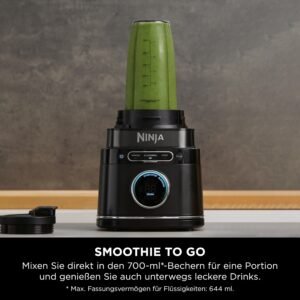Ninja 3-in-1 Detect Power Blender Processor Pro, kraftvolle 1200W Küchenmaschine, Single Serve & Knethaken, 1x Single Serve Tasse, Krug, Teig, mischen & hacken, Schwarz, TB401EU - Image 11