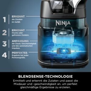 Ninja 3-in-1 Detect Power Blender Processor Pro, kraftvolle 1200W Küchenmaschine, Single Serve & Knethaken, 1x Single Serve Tasse, Krug, Teig, mischen & hacken, Schwarz, TB401EU - Image 12
