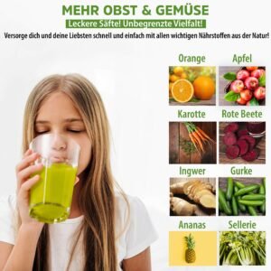 Nutrilovers Entsafter Slow Juicer NUTRI-PRESS NO.1 Testsieger Saftausbeute 3 Siebe Saft, Smoothie, Frucht-Eis, Sehr leise, BPA-Frei - Image 4